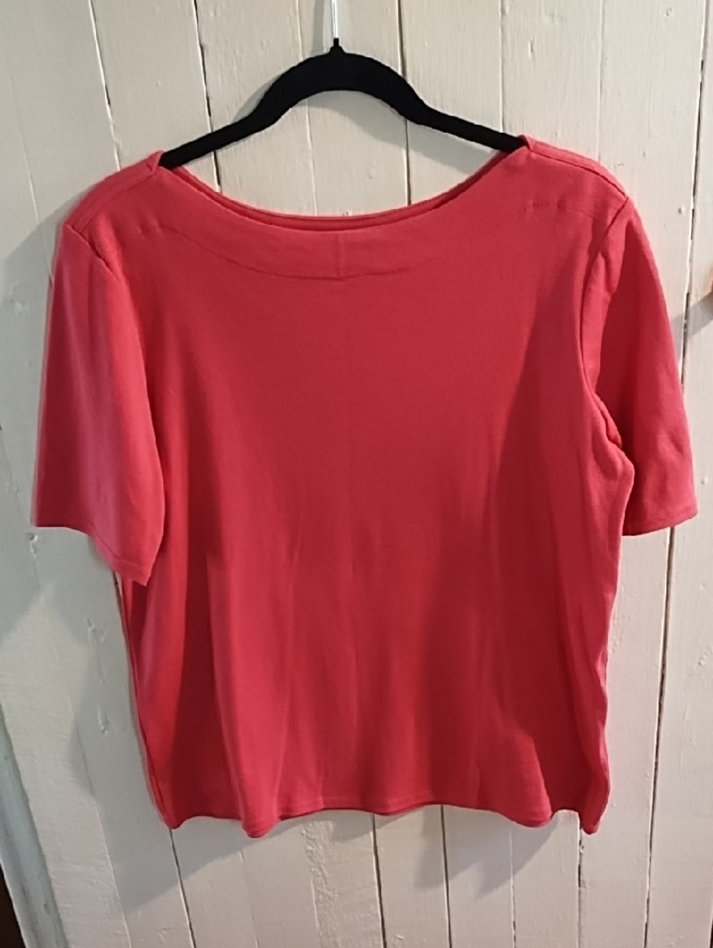 Blair EUC Size Large PTP 20" Women's Short Sleeve Scoop Neck Top - Coral Pink